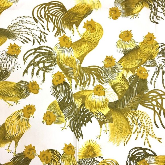 743185O Hermes Scarf Jeune Coqs Carre 90 Multicolor Silk 100% - Picture 5 of 9